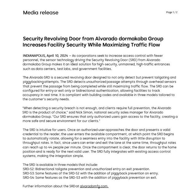 Alvarado Security Revolving Door Dormakaba Newsroom